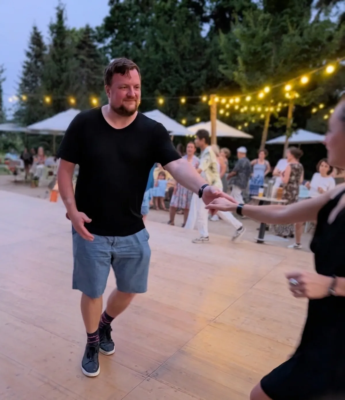 Lindy Hop dancers in motion