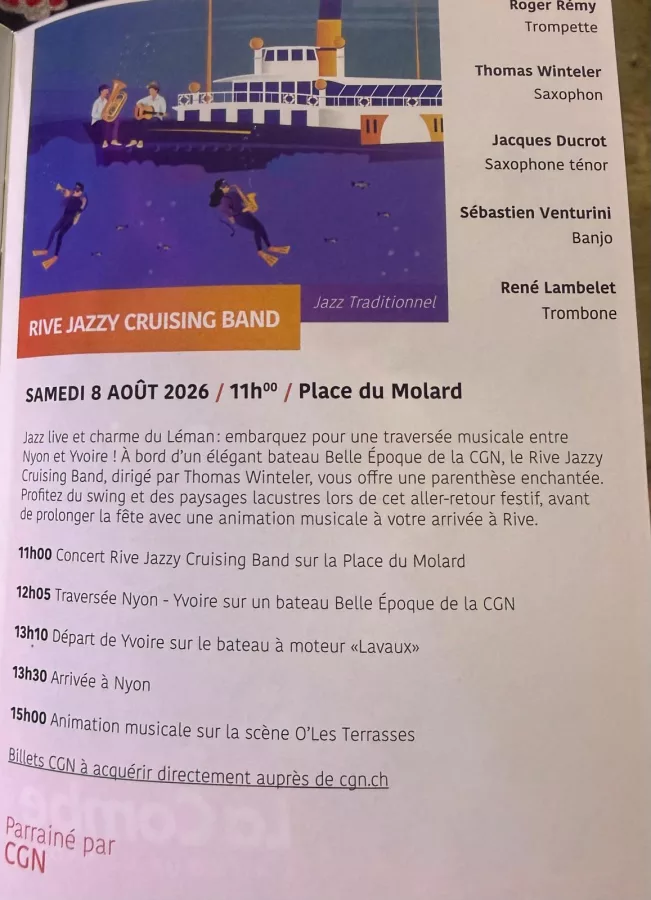 Rive Jazzy Cruising Band – Concert at Place du Molard