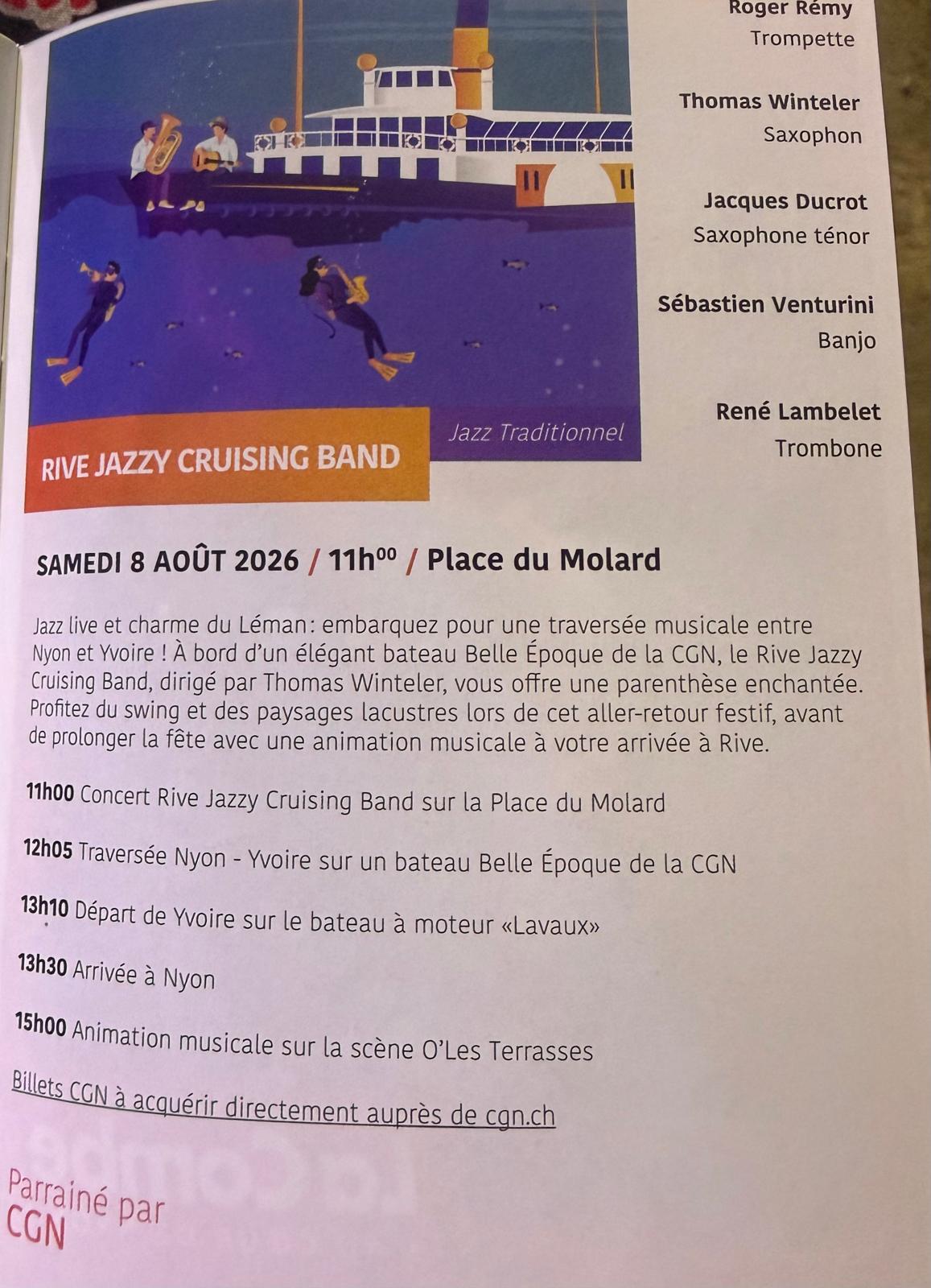 Rive Jazzy Cruising Band – Animation musicale à O'Les Terrasses